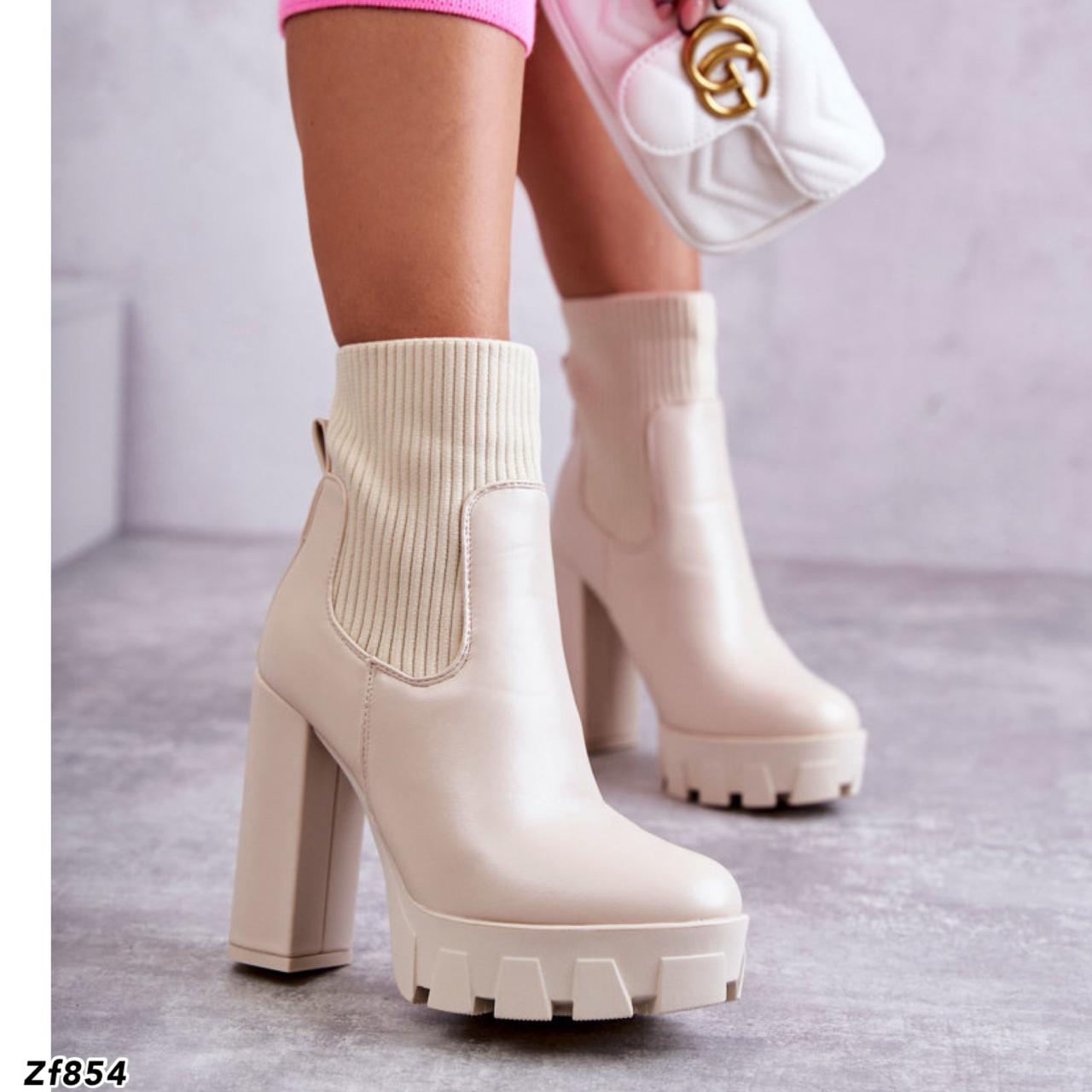 Botin beige tacon 11cm D7966 C-43